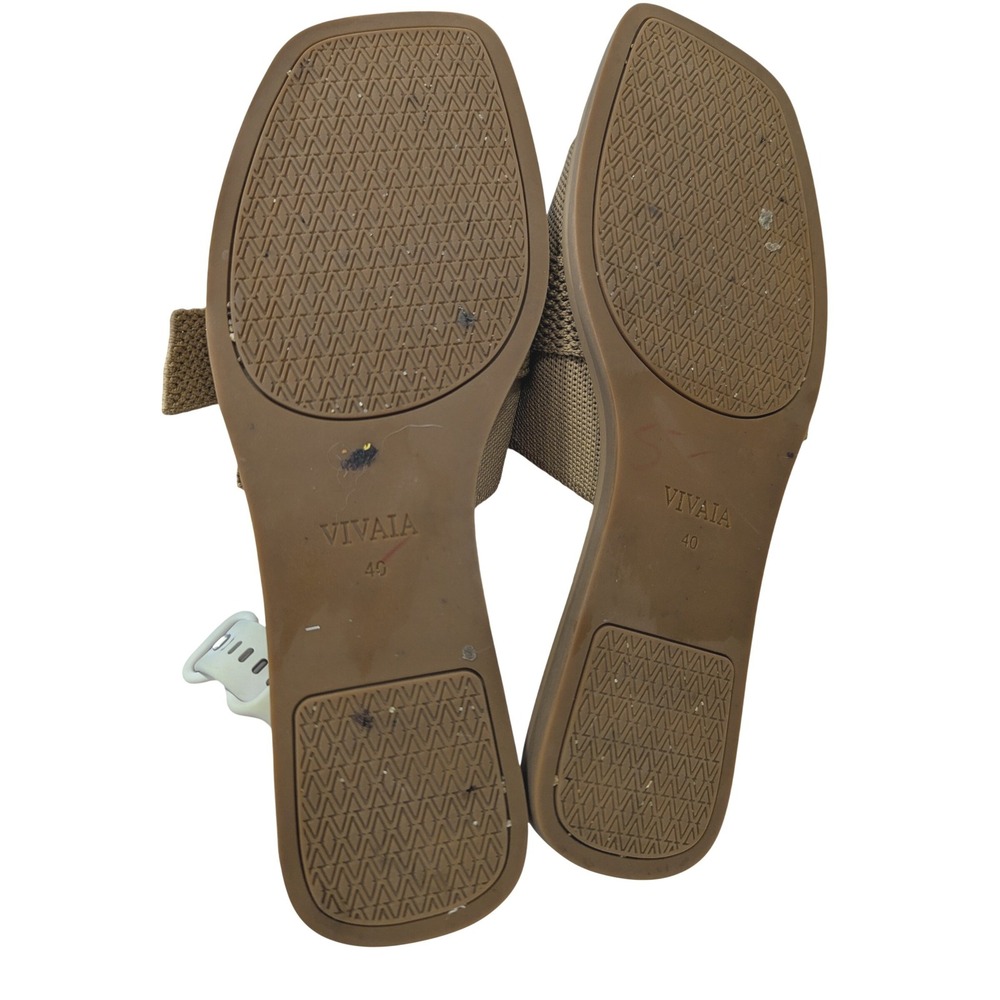 Vivaia Micah Pillow Top Slide Sandals Tan Knit Buckle Sustainable EU 40 US 9 - Picture 8 of 10